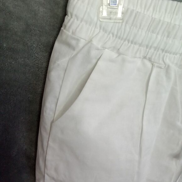 Unbranded Womens Medium Shorts White Pocket Electric Waistband Drawstring - Picture 2 of 6